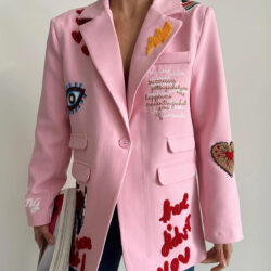 Barbies Embroidery Detail Design Jacket Pink