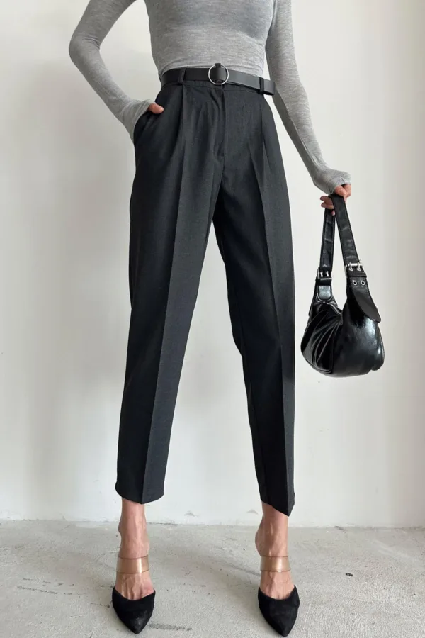 Belted Carrot Trousers Anthracite