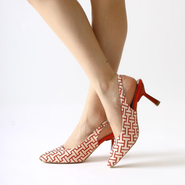 Ernesa Red Geometric Patterned High Heel Shoes