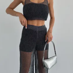 Glittery Knitwear Set Black