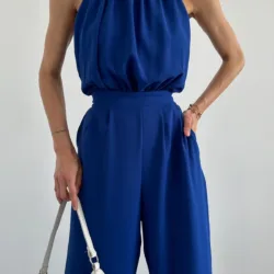 Halter Neck Premium Jumpsuit Saxe Blue