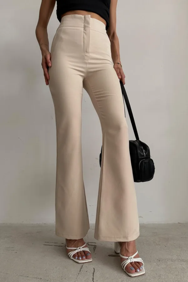 High Waist Spanish Fabric Trousers Stone