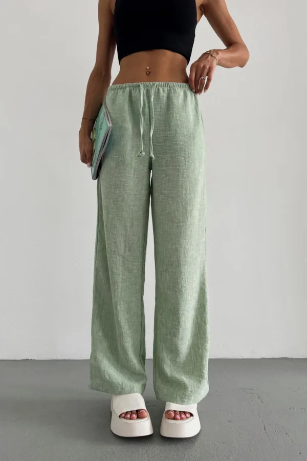 Lace Up Trousers Green