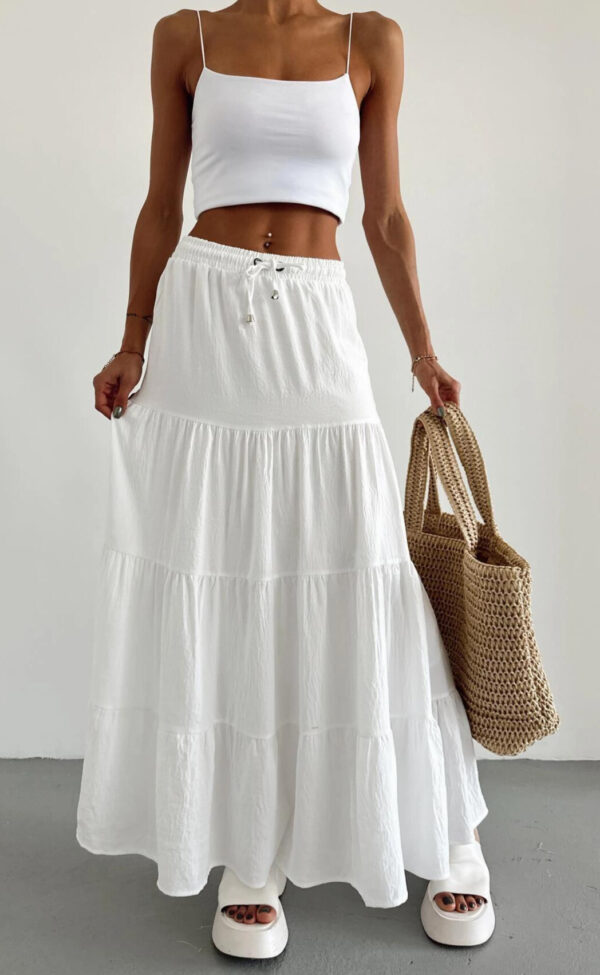 Laced Maxi Skirt White