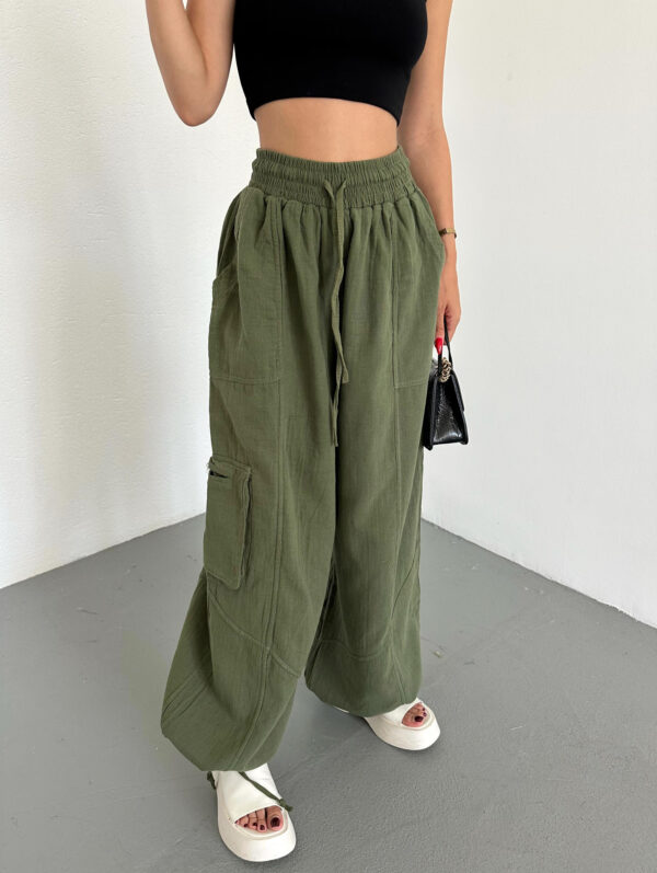 Linen Cargo Pants Khaki