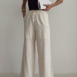 Linen Laced Trousers Beige