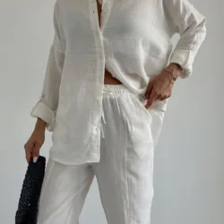 Muslin Shirt Set White