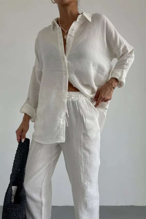 Muslin Shirt Set White