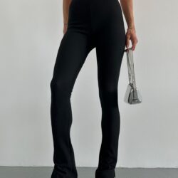 Ottoman Leggings with Slit Legs Black