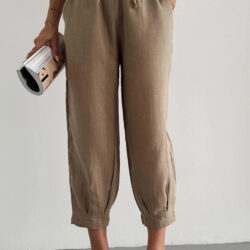 Pleated Muslin Trousers Mink