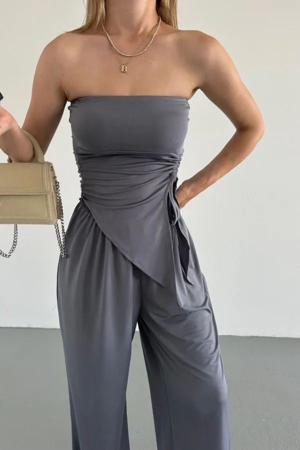 Sendy Pleated Suit Dark Grey