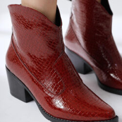 Singa Claret Red Crocodile Detachable Ankle Boots