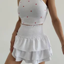 Waist Gipel Mini Skirt White