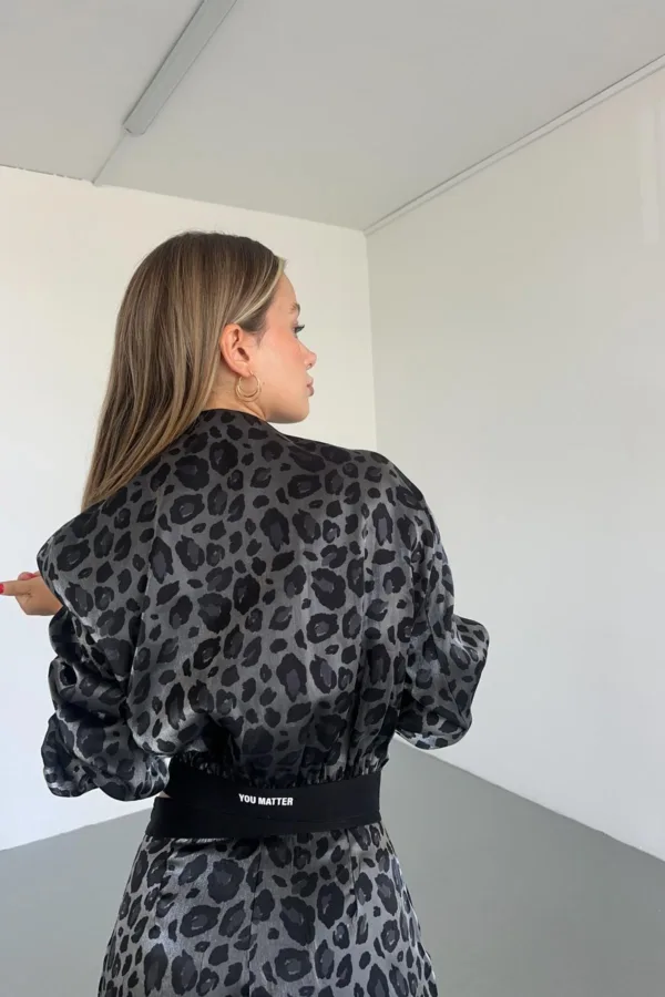 Shine Leopard Bomber Black