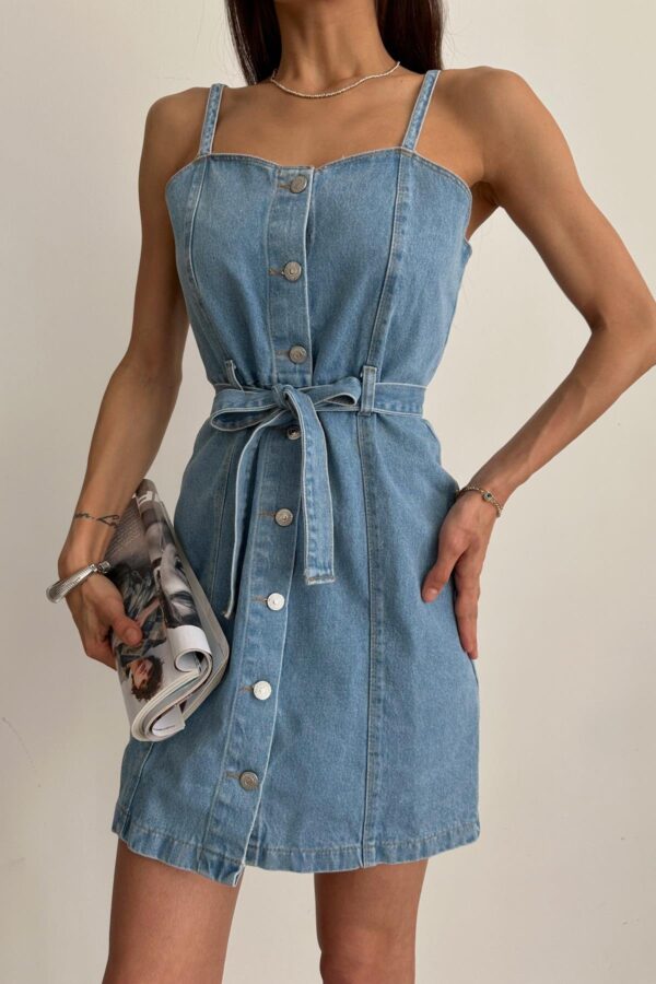 Strapless Mini Denim Dress Blue